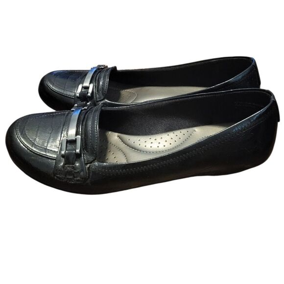 Abella Womens Black Loafers Faux Leather Casual, Size 9 - Picture 2 of 10